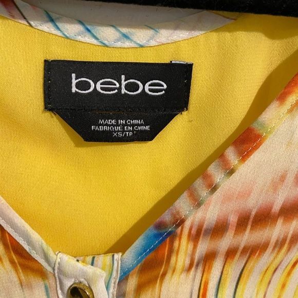 Bebe yellow chiffon double layer tank size XS - Picture 3 of 3